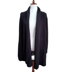 Max Studio Woman Black Cable Knit acrylic/wool blend open cardigan size 1X